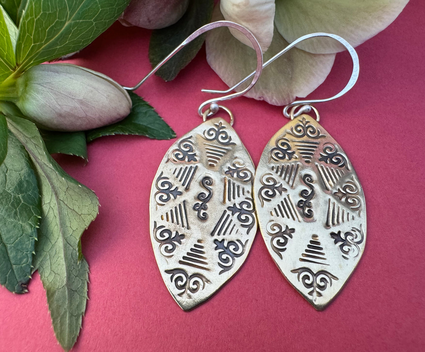 Brass & Sterling Silver Earrings