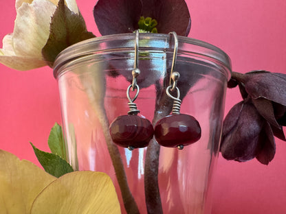 Cherry Quartz & Sterling Silver Drop Earrings