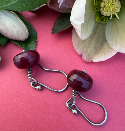 Cherry Quartz & Sterling Silver Drop Earrings