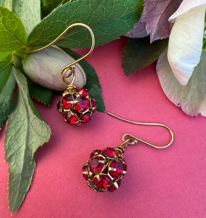 Red Rhinestone Drop Earrings