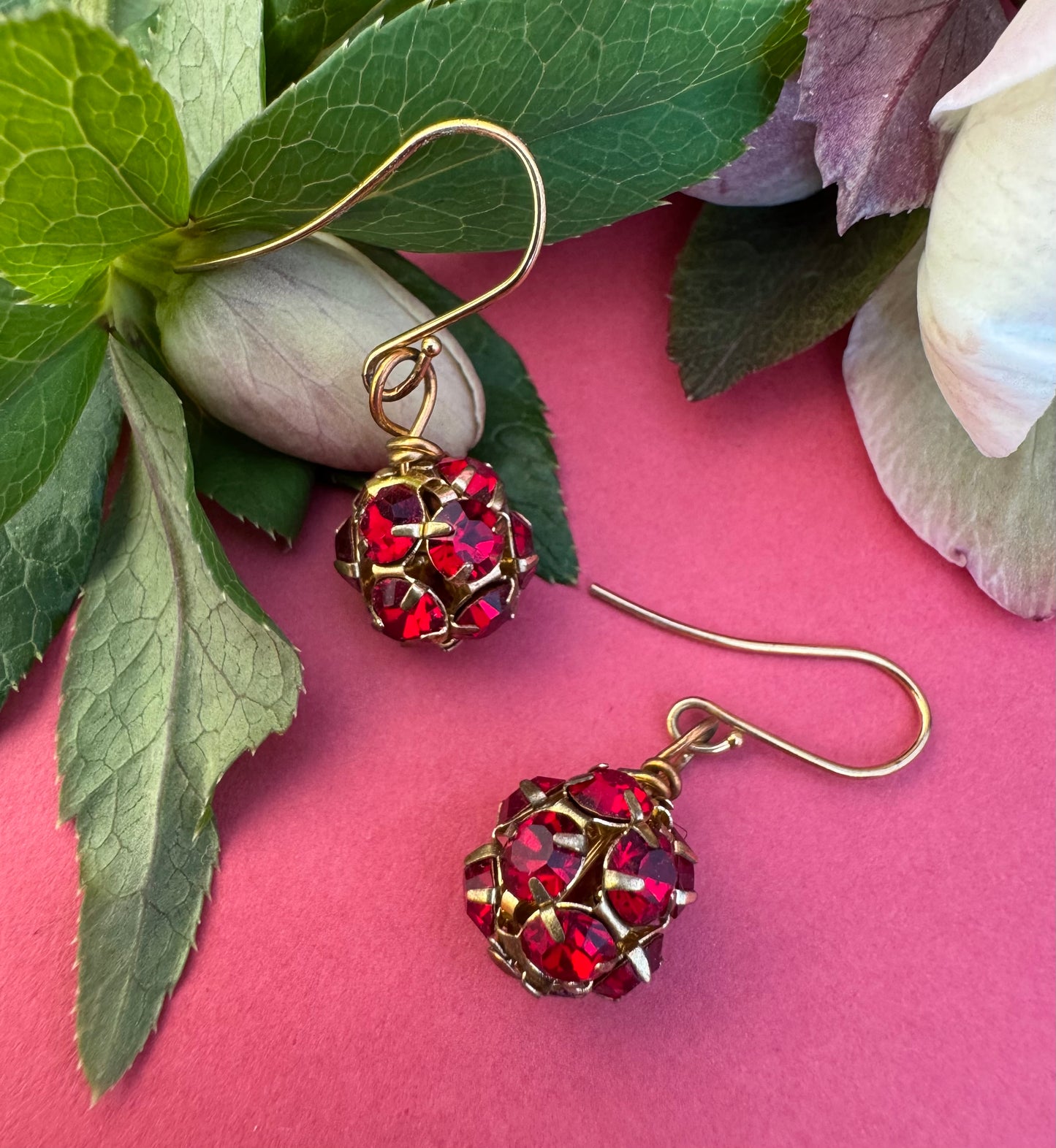 Red Rhinestone Drop Earrings