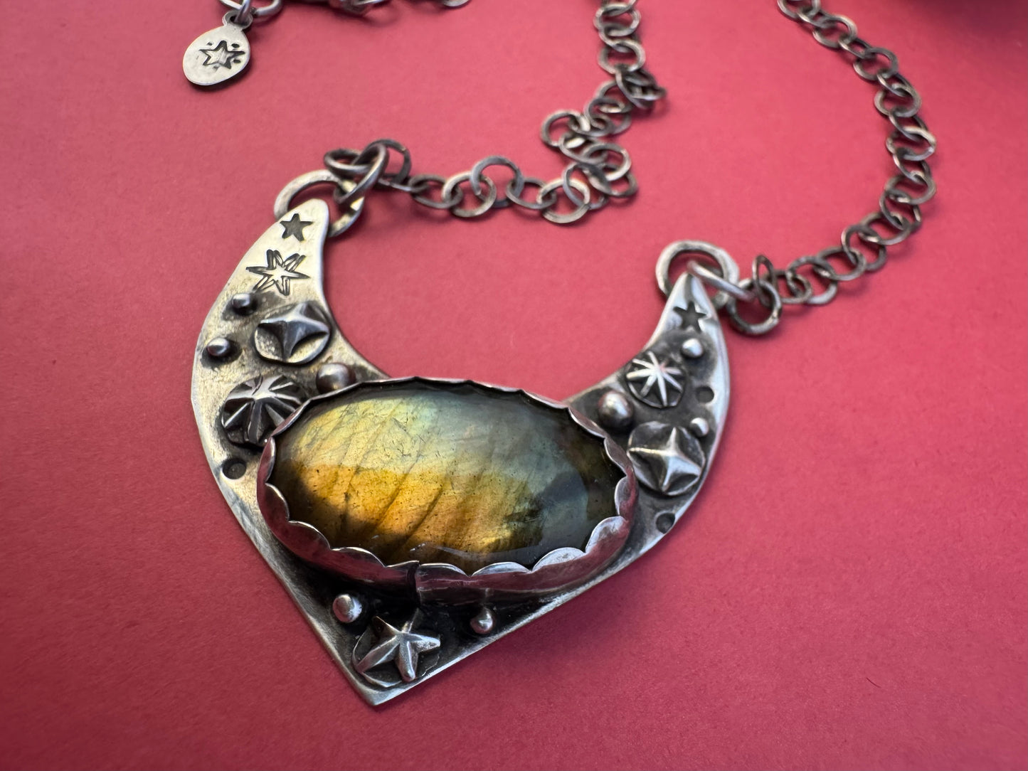 Labradorite and Sterling Silver Statement Necklace