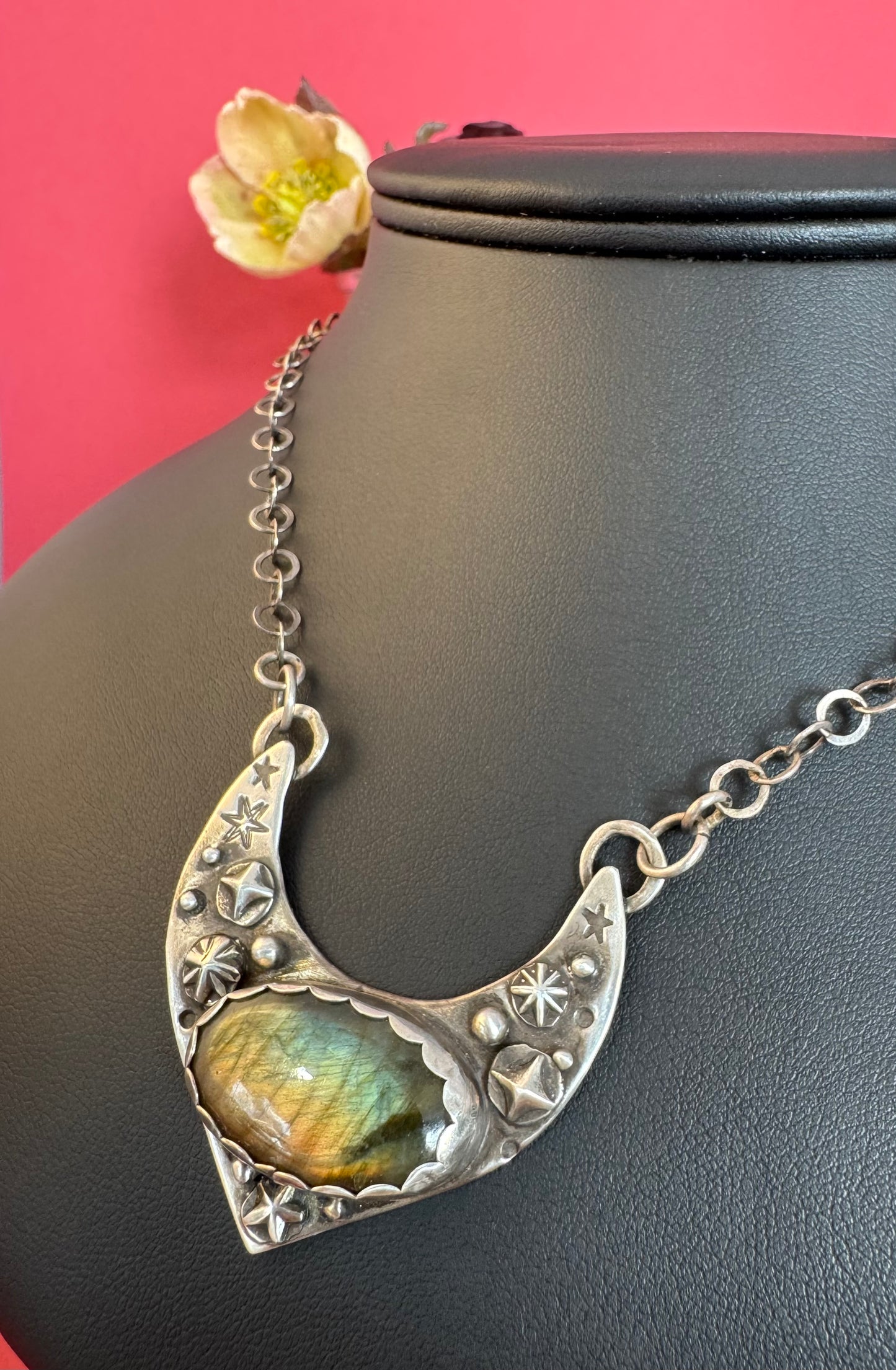 Labradorite and Sterling Silver Statement Necklace