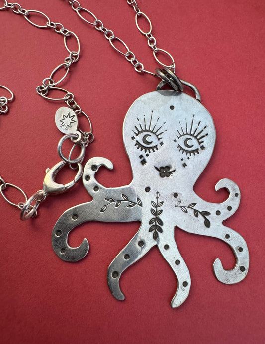 Sterling Silver Octopus Necklace