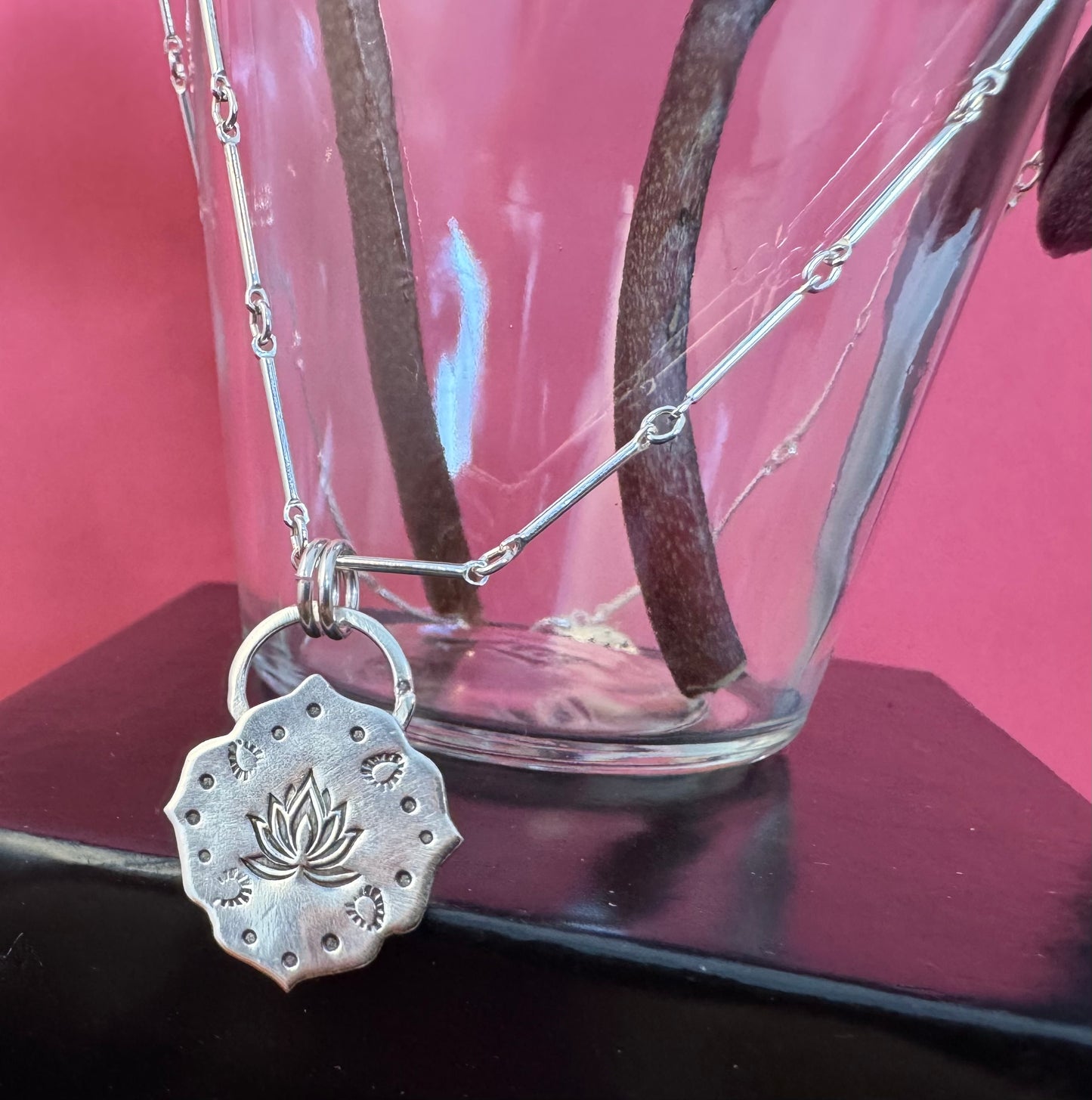 Dainty Stamped Lotus Necklace