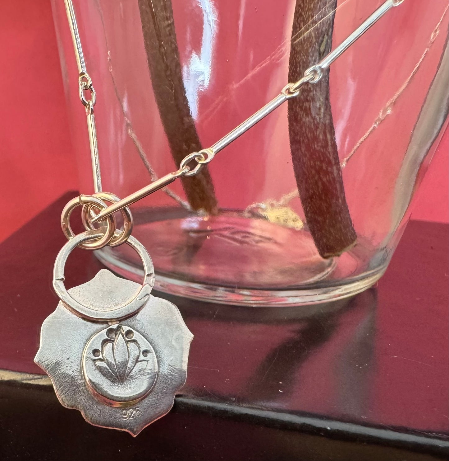 Dainty Stamped Lotus Necklace