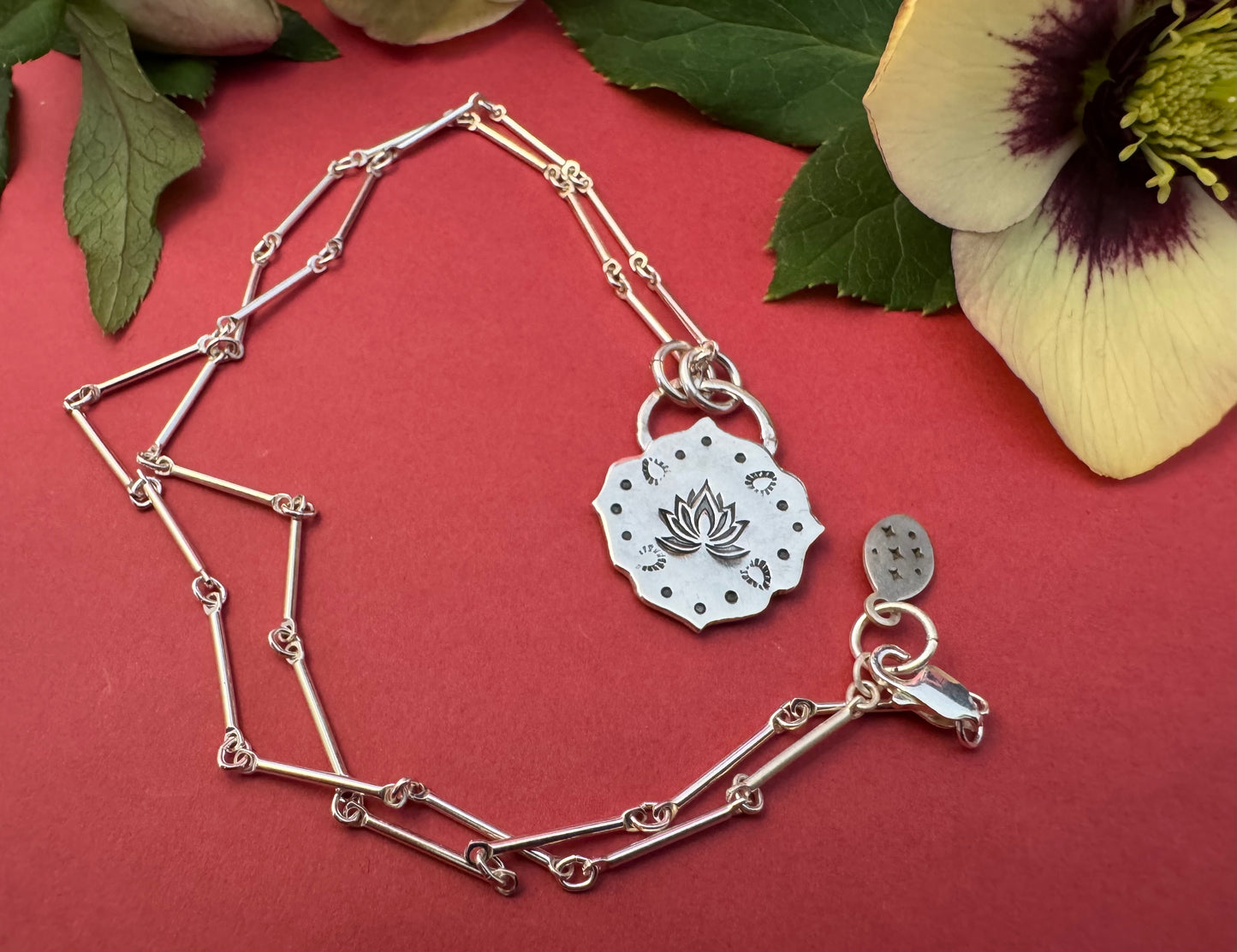 Dainty Stamped Lotus Necklace