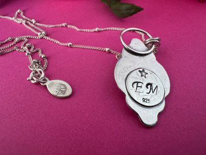 Ethiopian Opal & Sterling Silver Tulip Stamped Necklace