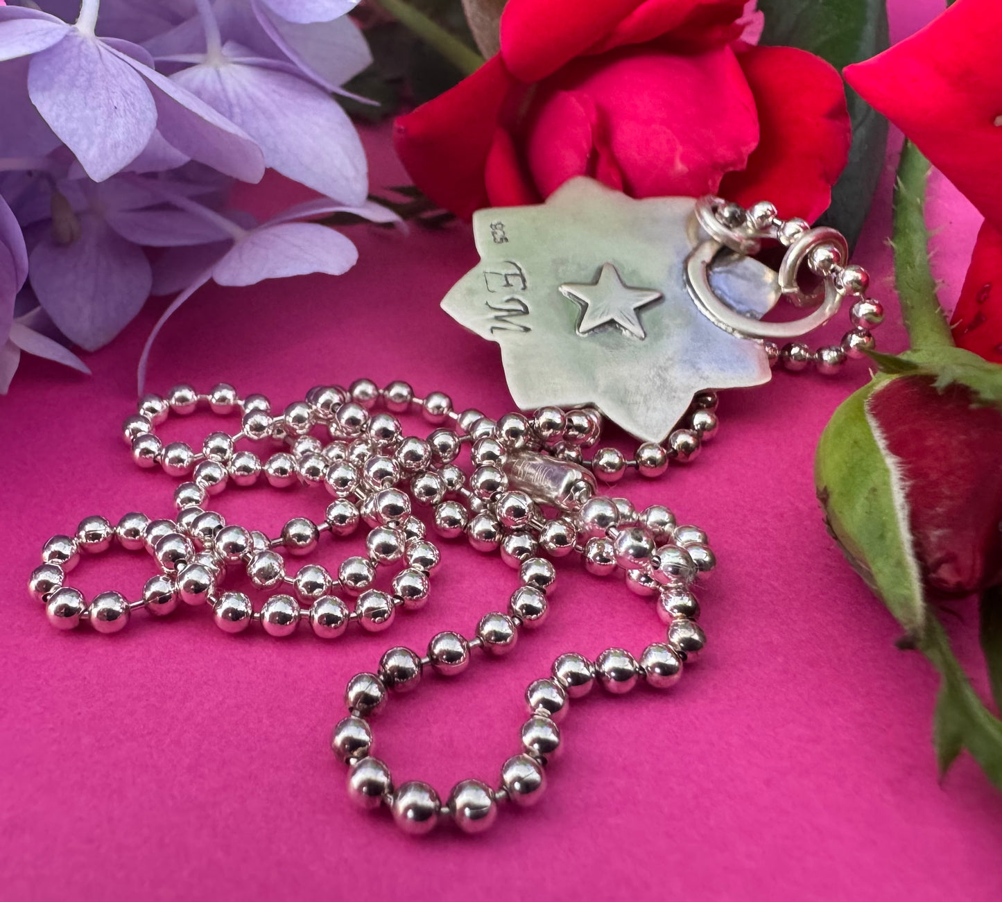 Rainbow Fluorite & Sterling Silver Sun Necklace