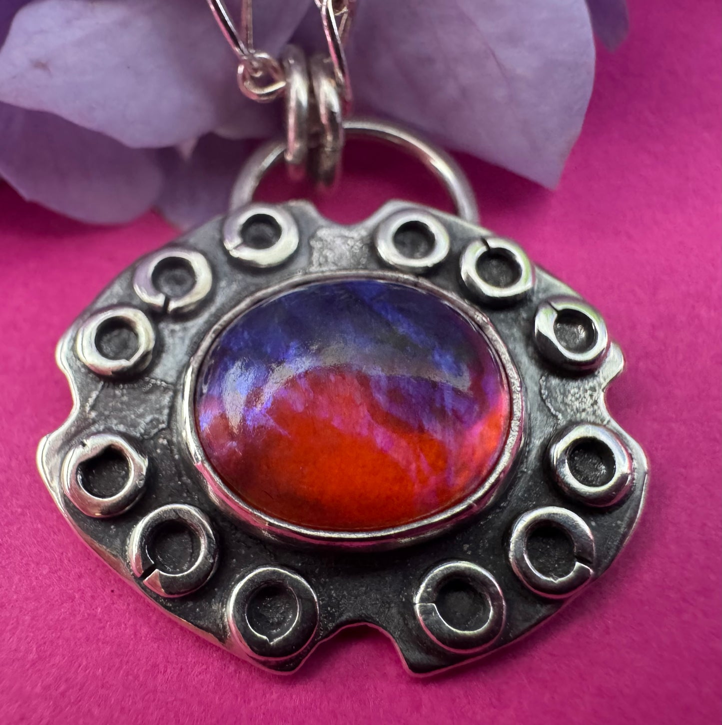 Dragon’s Breath Glass & Sterling Silver Necklace
