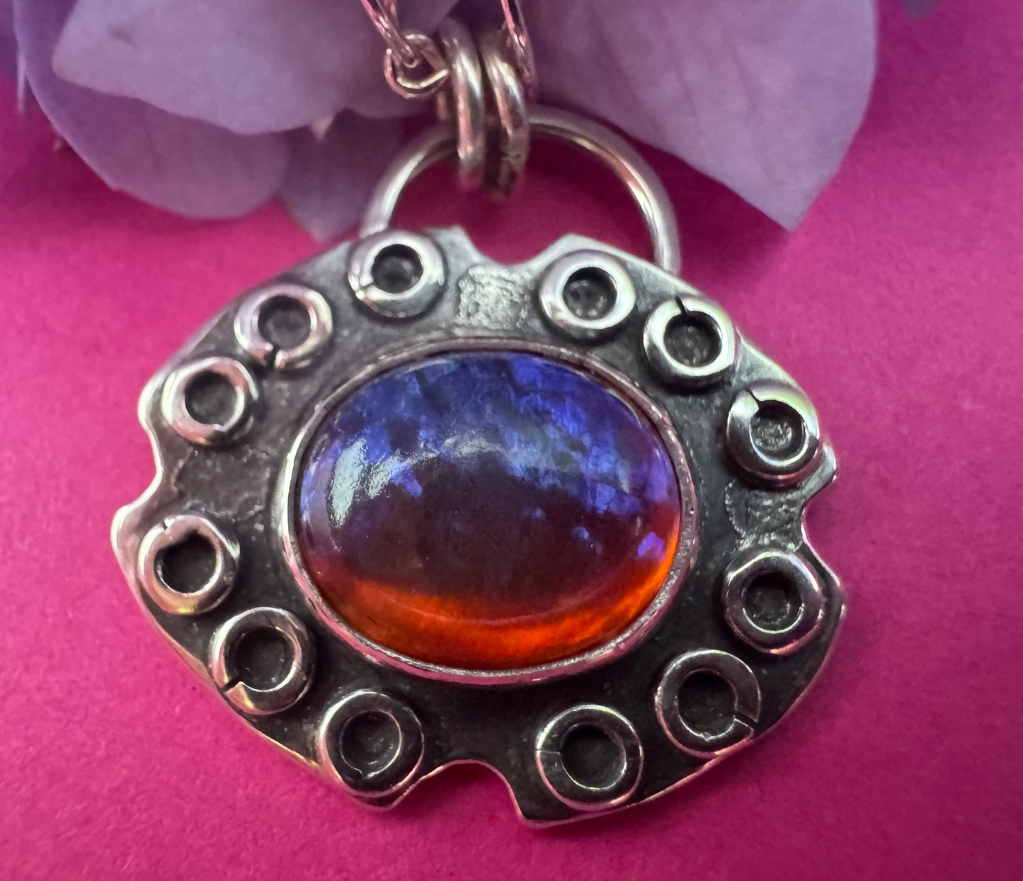 Dragon’s Breath Glass & Sterling Silver Necklace