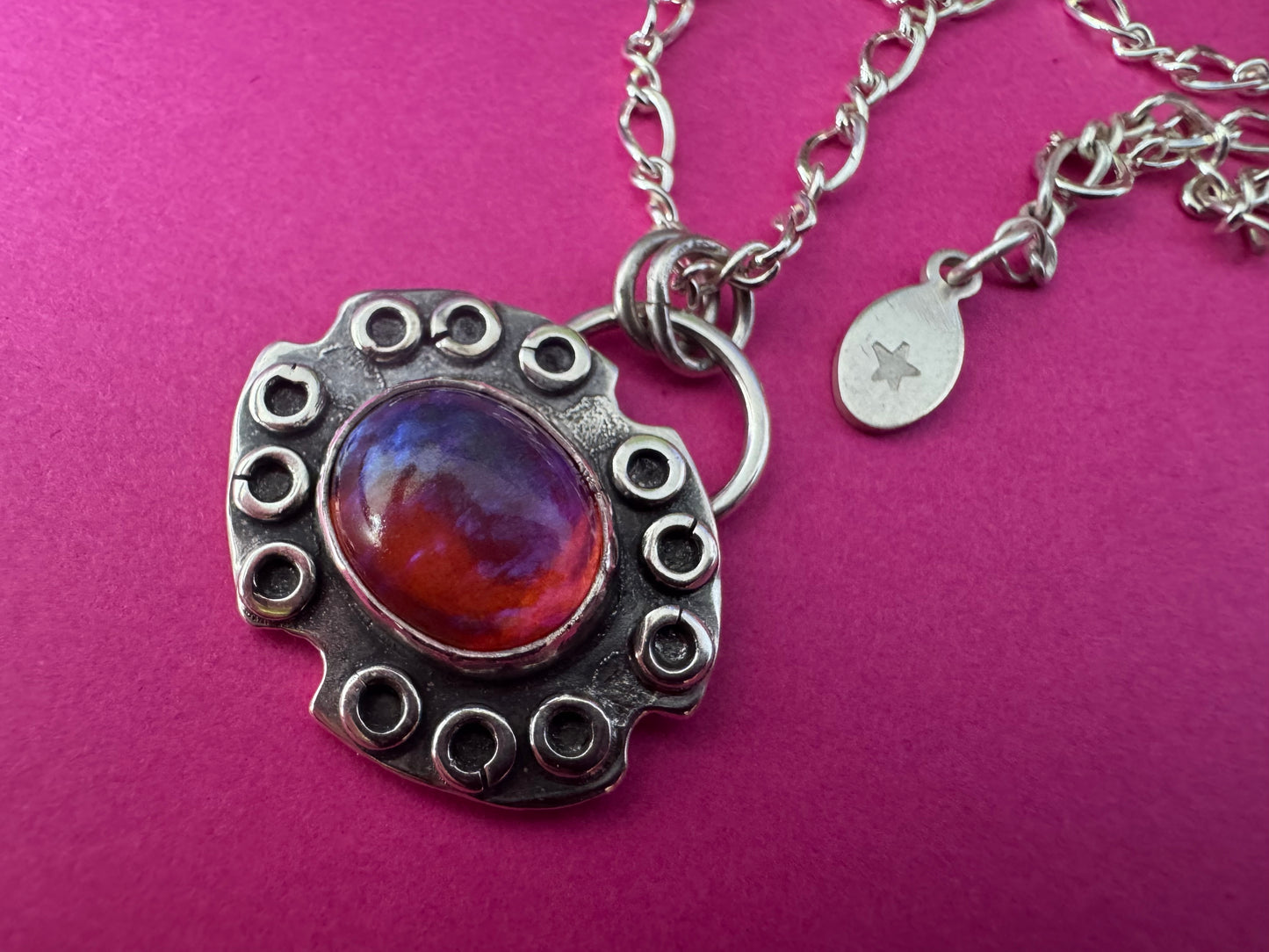 Dragon’s Breath Glass & Sterling Silver Necklace
