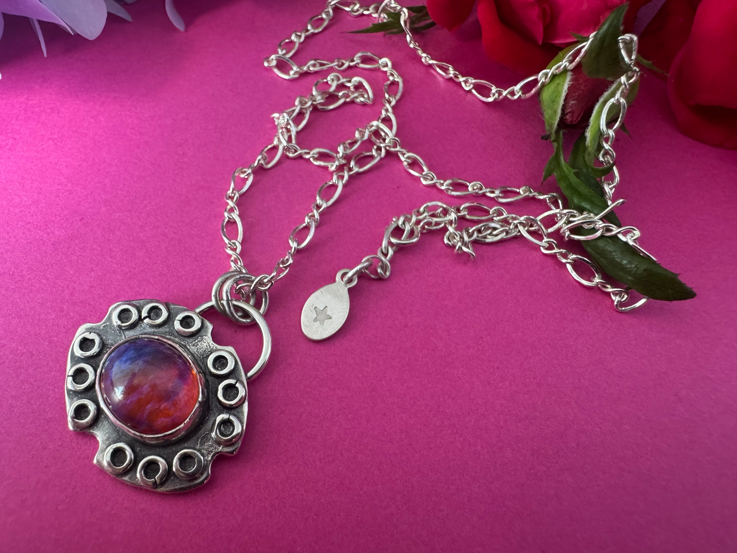 Dragon’s Breath Glass & Sterling Silver Necklace